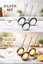 6 Pieces Stainless Steel Luxury Serving Salad Spoon Spatula |   Steel Food Serving Spoon (3Gold-3Silver) - 2