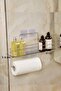Shiny Silver Modern Bathroom Shelf Adhesive Shower Organizer Paper Towel Holder