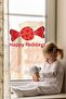 Happy Holidays with Candy Glass Wall Door Sticker Set Good Holiday Ornament - 3