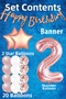 Rose Gold Concept 2Nd Birthday Celebration Set; White Gold Confetti Balloon, Number Star Foil and B - 4