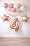 Rose Gold Concept 4Th Birthday Celebration Set; White Gold Confetti Balloon, Number Star Foil and B