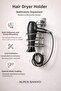 Chrome Square Blow Dryer Hanger |   Hair Dryer Holder |   Adhesive and Screw Mounting