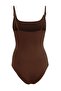 Brown Square Neck Draped Hipster Swimsuit Tbess25Ma00124 - 5