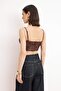 Kahverengi Payet Vücudu Saran Crop Party Bluz TPRSS26BZ00014 - 4