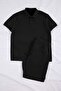 Black Textured Regular Fit Polo Neck Top Tracksuit Set Tmnss26Em00004 - 4