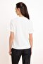 Ekru Nakışlı / İşlemeli Fitted/Vücuda Oturan Kısa Kollu %100 Pamuk Örme T-Shirt TWOSS26TS00162 - 4