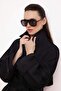 Siyah Oversize Kemerli Kruvaze Kapama Midi Trençkot TWOSS26TR00008 - 3