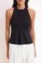 Black Fitted/Bodycon Halter Neck Sleeveless Interlock Knitted Blouse Twoss26Bz00665 - 3