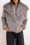Gray Regular Mold Faux Fur Coat Twoss26Mo00015 - 3