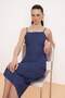 Indigo Bodycon Kare Yaka Kolsuz Aksesuar Detaylı Esnek Örme Elbise TWOSS26EL00376 - 3