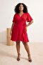 Red Mini Double-Breasted Lined Woven Plus Size Dress Tbbss26Ah00097 - 2