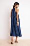 Koyu Mavi Maxi More Sustainable %100 Tencel Denim Elbise TWOSS26EL00355 - 5
