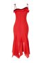 Pomegranate Flower Chiffon Midi Asymmetrical Lined Party Dress Tprss26El00072 - 7