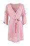 Pembe 2li Çeyiz Set Dantelli Kurdele/Fiyonklu Saten Kuşaklı Dokuma Sabahlık + Gecelik THMSS25GC00010 - 7
