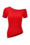 Kırmızı Asimetrik Yaka Fitted Triko İnce Bluz TWOSS26BZ00291 - 5