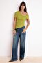 Yağ Yeşil Asimetrik Yaka Fitted  Triko İnce Bluz TWOSS26BZ00291 - 4