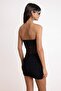 Siyah Dantel Drape Vücudu Saran Süper Kısa / Mini Örme Party Elbise TPRSS26EL00224 - 4