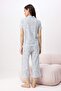 Blue 100% Cotton Lu Ethnic Patterned Alt Kapri Knitted Pajama Set Thmss26Pt00158 - 4