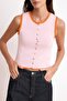 Pembe Fitted Bisiklet Yaka Renk Bloklu Triko Yelek TWOSS26YE00024 - 3
