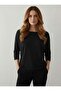 Mercerized Crew Neck Three Quarter (Capri) Sleeve Knitwear Thin Blouse - 4