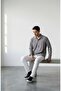 Men's Smoke Grey-White Ottoman Long Sleeve Shirt Pants Tracksuit Set - 2