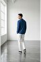 Men's Indigo-White Ottoman Long Sleeve Shirt Pants Tracksuit Set - 3