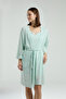 Women's Double-Breasted Pigment Printed Summer Regular Fit Green Dressing Gown Pc8966-S-V1