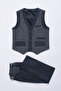 Boy's Smoked Three Button Vest Metal Waist Adjustable Double Leg Trousers Suit