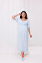 Blue Full Length Maternity and Postpartum Nightgown/Robe Set with Lace Trim on Sleeves and Collar (2 Pieces) - 2