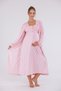 Powder Special Lace Design Cotton Long Sleeve Maternity Pajamas Set and Nightgown 4-Piece Set - 5