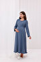 Anthracite Double Breasted Cotton Breastfeeding Maternity Nightgown-Dressing Set of 2 - 4