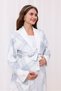 Blue Plaid Long Sleeve Cotton Full Length Maternity Nightgown-Pajamas Set of 2 - 3