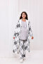 Gray Patterned Cotton Winter Long Sleeve Maternity Pajamas Set and Nightgown 4-Piece Set - 5