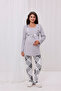 Gray Plaid Patterned Breastfeeding Featured Cotton Maternity Maternity Pajamas Set with 3-Piece Pajamas Set - 3