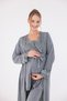 Smoked Sleeve and Collar Lace Long Sleeve Cotton Maternity Pajama Set with Maternity Dress 3-Piece Set