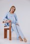 Blue Special Lace Design Cotton Long Sleeve Maternity Pajamas Set and Nightgown 4-Piece Set - 5