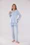 Blue Special Lace Design Maternity Pajama Set with Nursing Feature