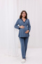 Anthracite Melange Collar Lace Cotton Maternity Pajamas Set of 2