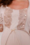 Beige Sleeve and Collar Lace Design Maternity Nightgown - 6