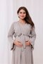 Beige Double Breasted Cotton Nursing Maternity Nightgown-Dressing Gown Set of 2 - 8