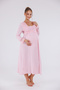 Powder Special Lace Long Sleeve Cotton Full Length Maternity Nightgown-Dressing Gown Set of 2 - 3