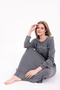 Women's Smoked Piped Cotton Long Sleeve Plus Size (Oversized) Nightgown - 5