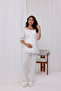 Ecru Sleeve and Collar Lace Design Cotton Maternity Pajama Set - 4
