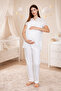 Ecru Fisto Linen Design Maternity Pajama Set - 4