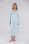 Turquoise Special Lace Detailed Nursing-Friendly Long Sleeve Cotton Maternity Nightgown - 2