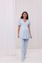 Blue Lace Detailed Design Full Length Maternity Maternity Pajamas Set of 3 - 6