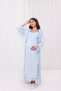 Blue Full Length Maternity and Postpartum Nightgown/Robe Set with Lace Trim on Sleeves and Collar (2 Pieces) - 8