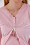 Powder Special Lace Design Nursing-Friendly Maternity Pajama Set - 4