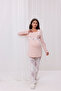 Powder Plaid Patterned Cotton Maternity Maternity Pajama Set with Breastfeeding Features 3-Piece Pajama Set - 8