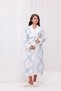 Blue Plaid Long Sleeve Cotton Full Length Maternity Nightgown-Pajamas Set of 2 - 6